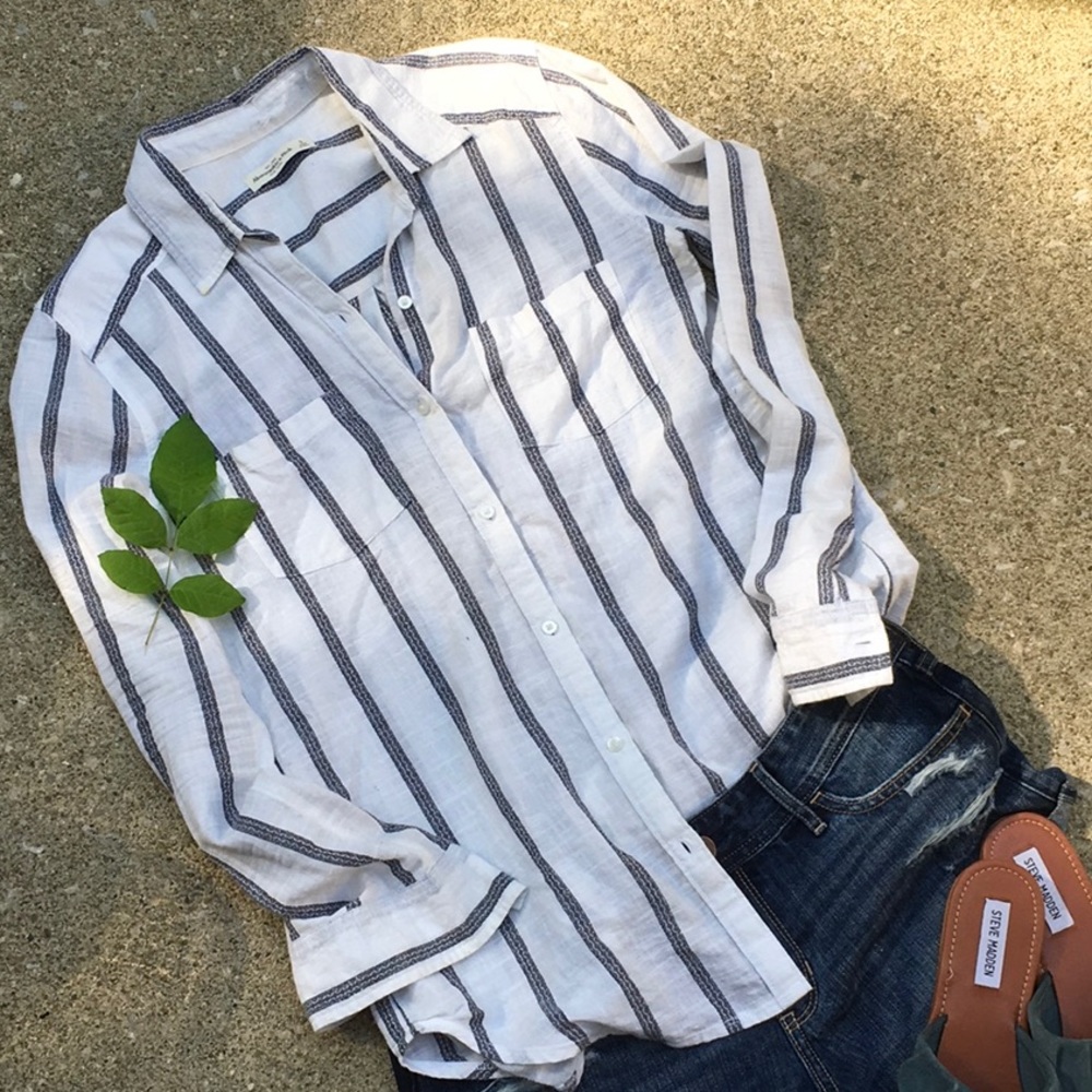 Black and white striped button up shirt
